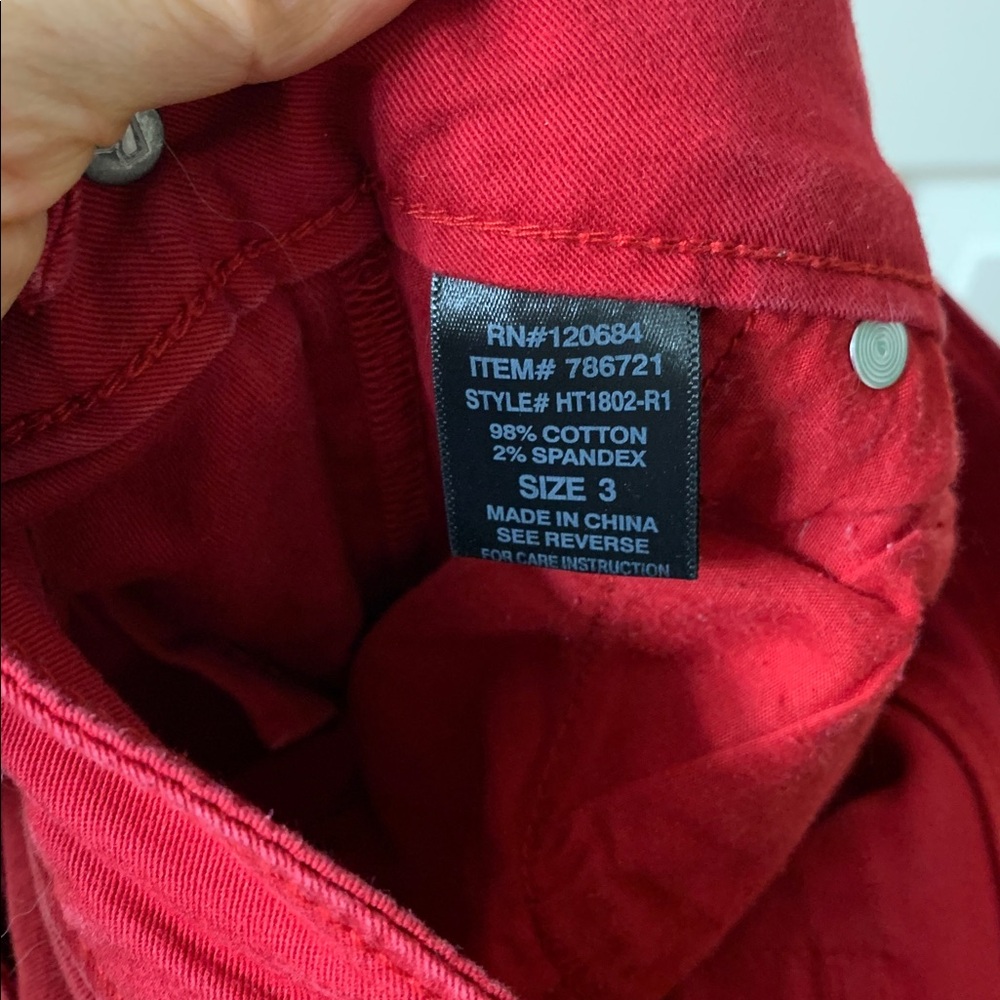 🌷3 for$25🌷Lovesick, US 3 (Juniors), Red Skinny Leg Stretchy Low Rise Jeans - Picture 8 of 8